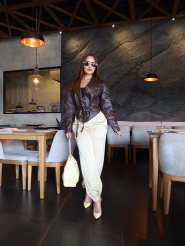 Pantalón amarillo satin A-23