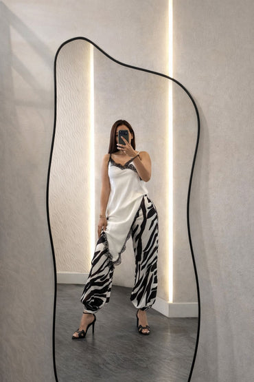 ZEBRA PRINT SATIN PANTALON