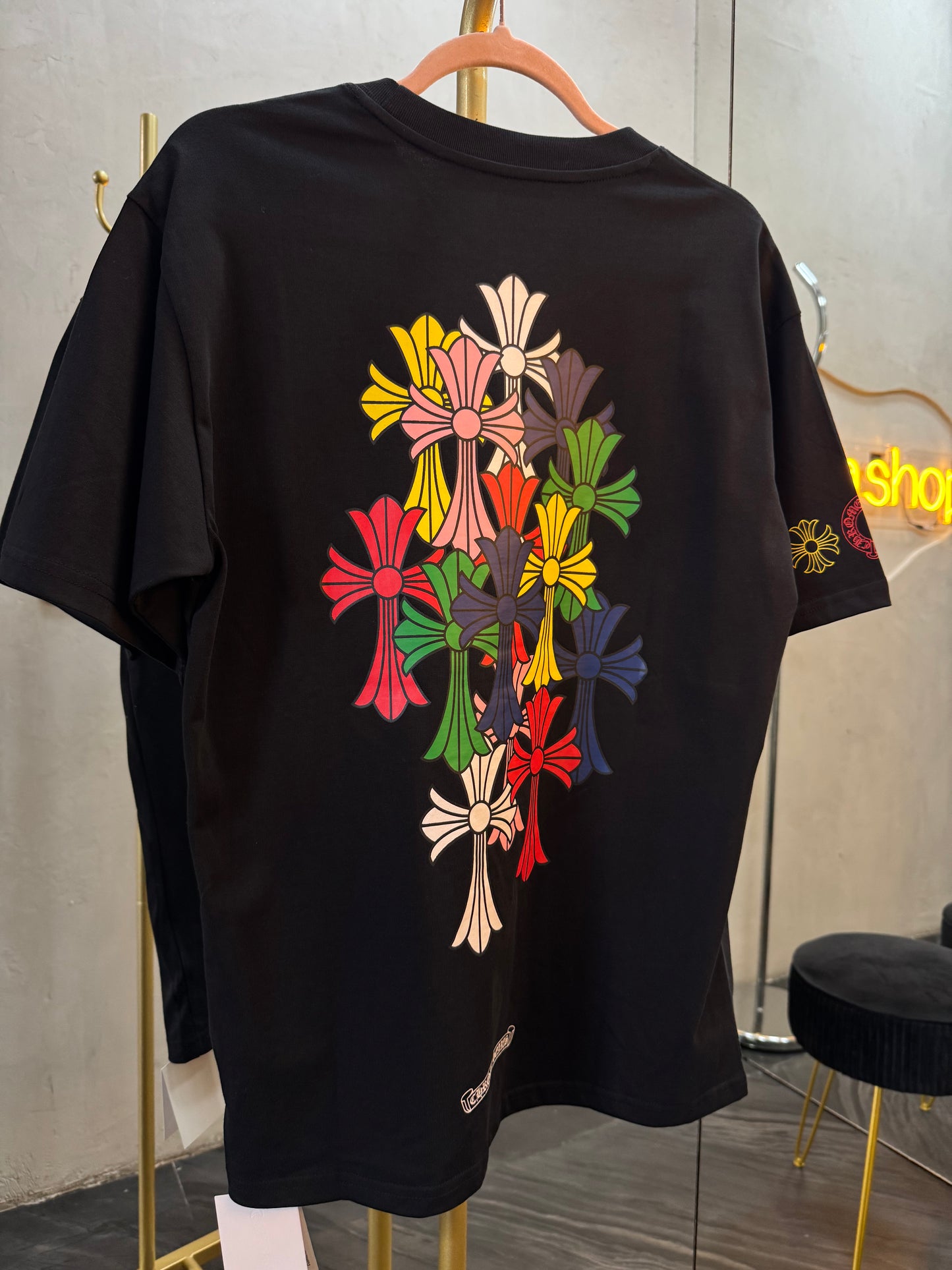 T-SHIRT NEGRA COL CROME H-4