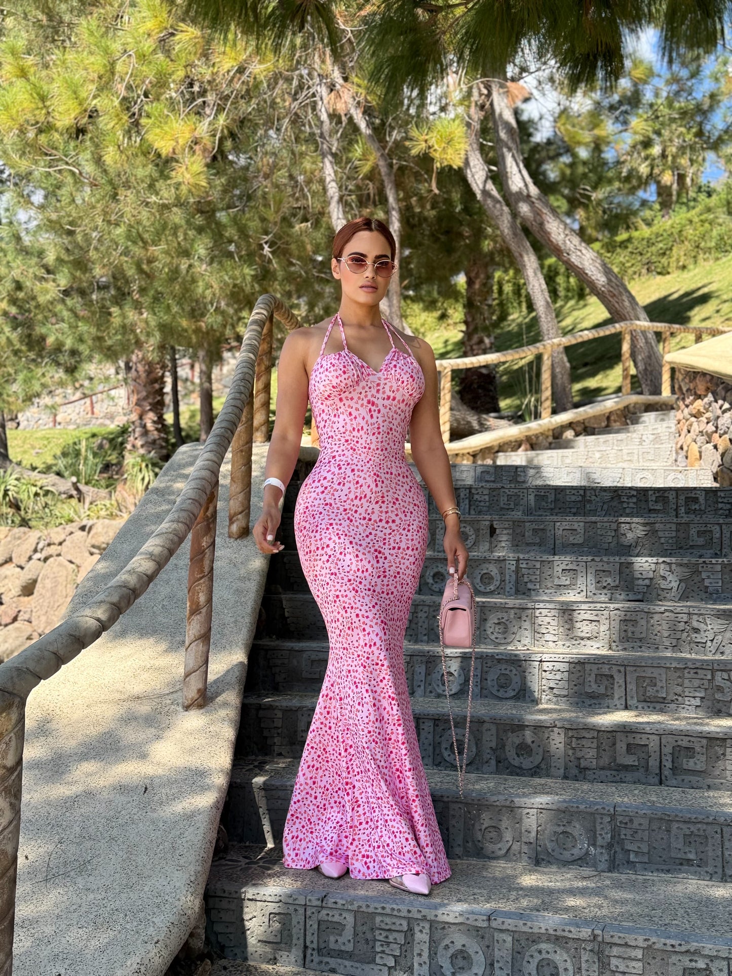 Vestido floral rosa