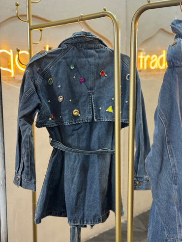 Chamarra mezclilla brillos