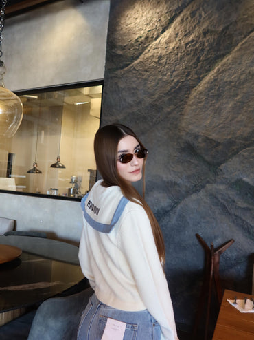 SUÉTER BEIGE C/AZUL MUMU A-