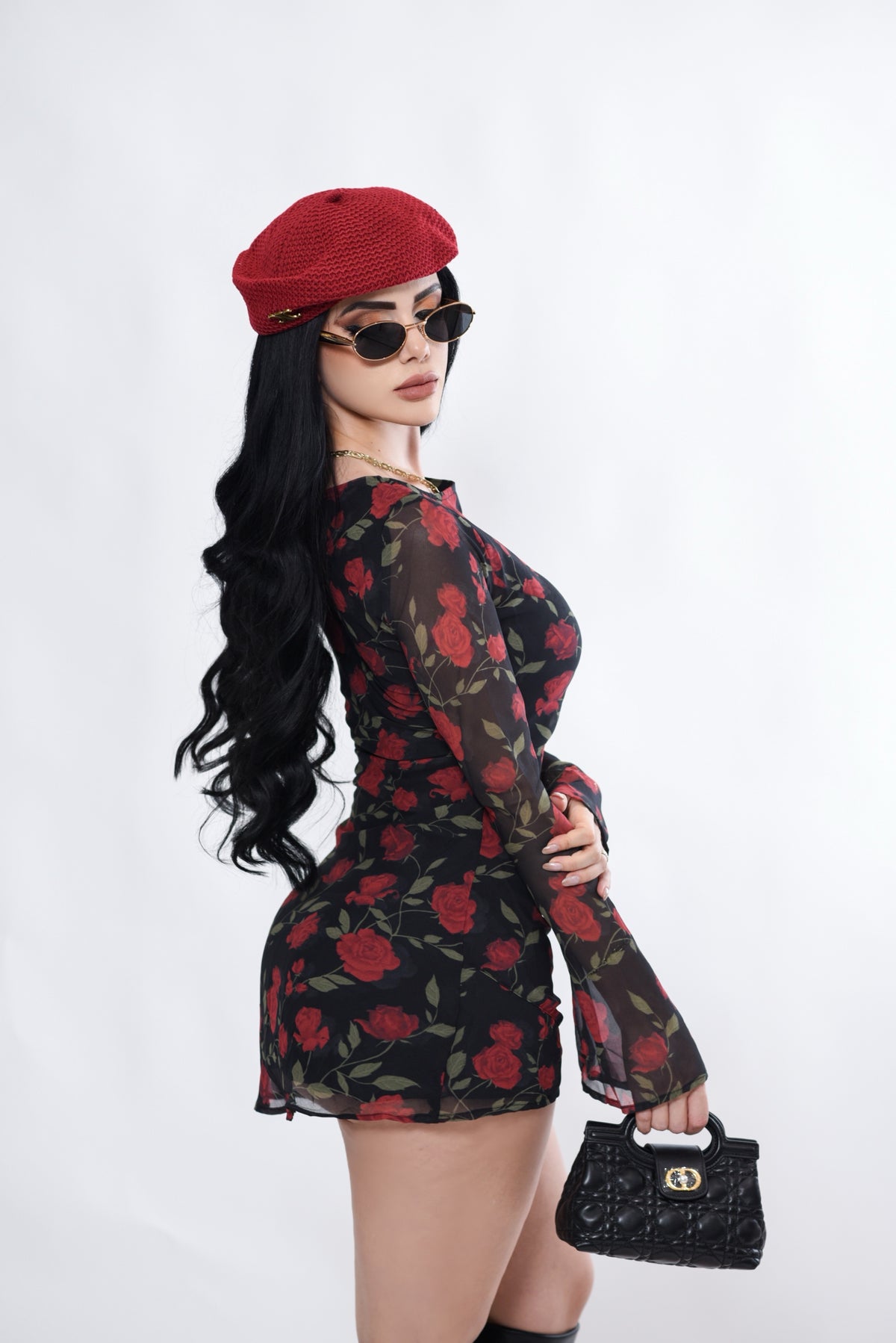 DRESS BLACK FLORAL B5