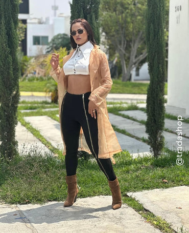 Gabardina café transparencia