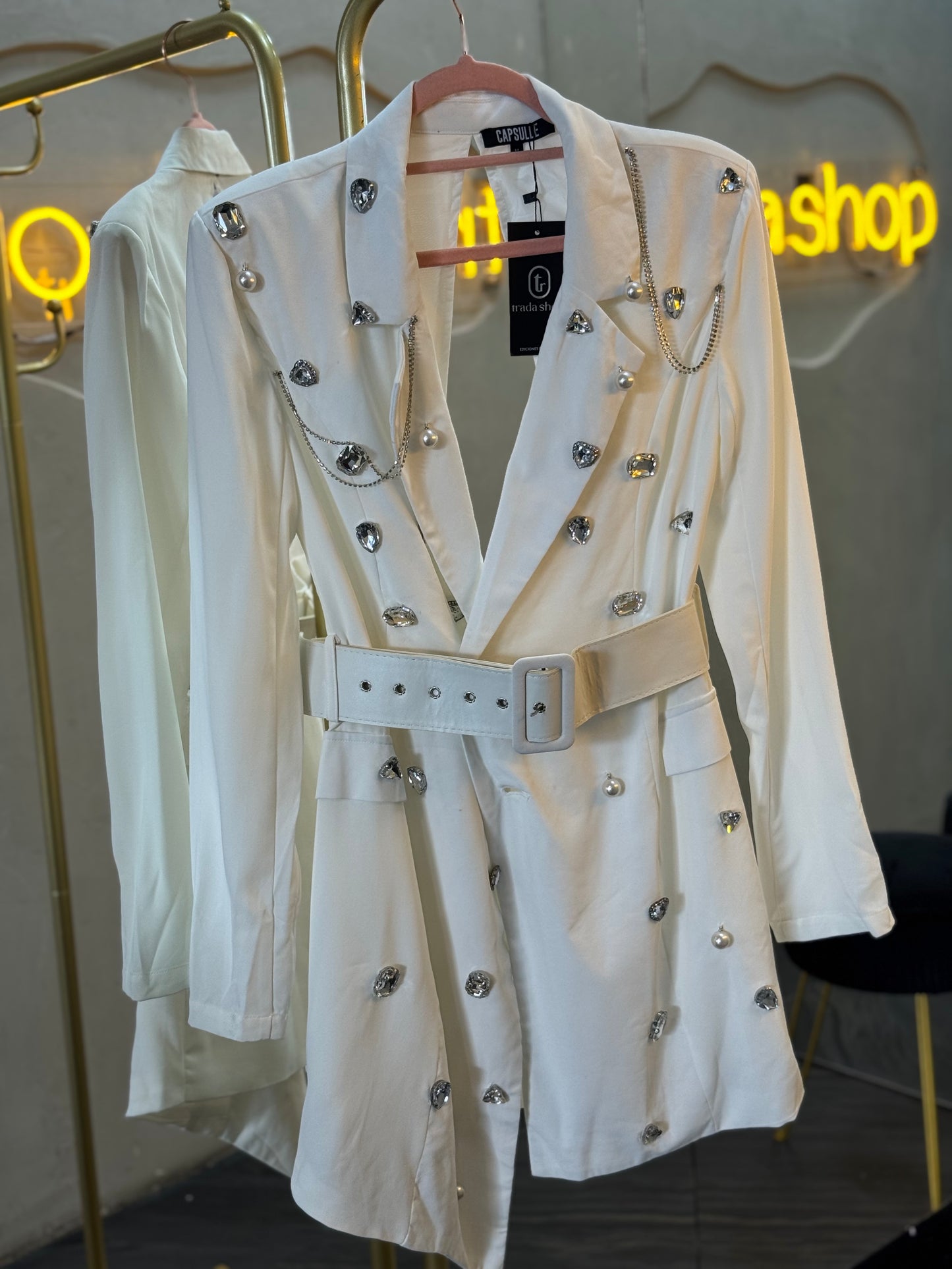 Blazer blanco brillos