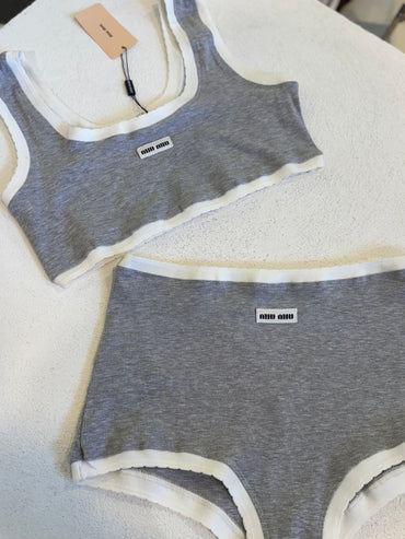 SET MU MU CALZÓN TOP GRIS