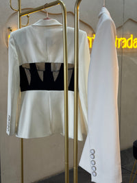 Blazer blanco, negro tela mesh