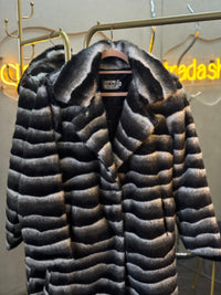 Abrigo peluche negro-blanco