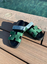 Sandalias verde con azul