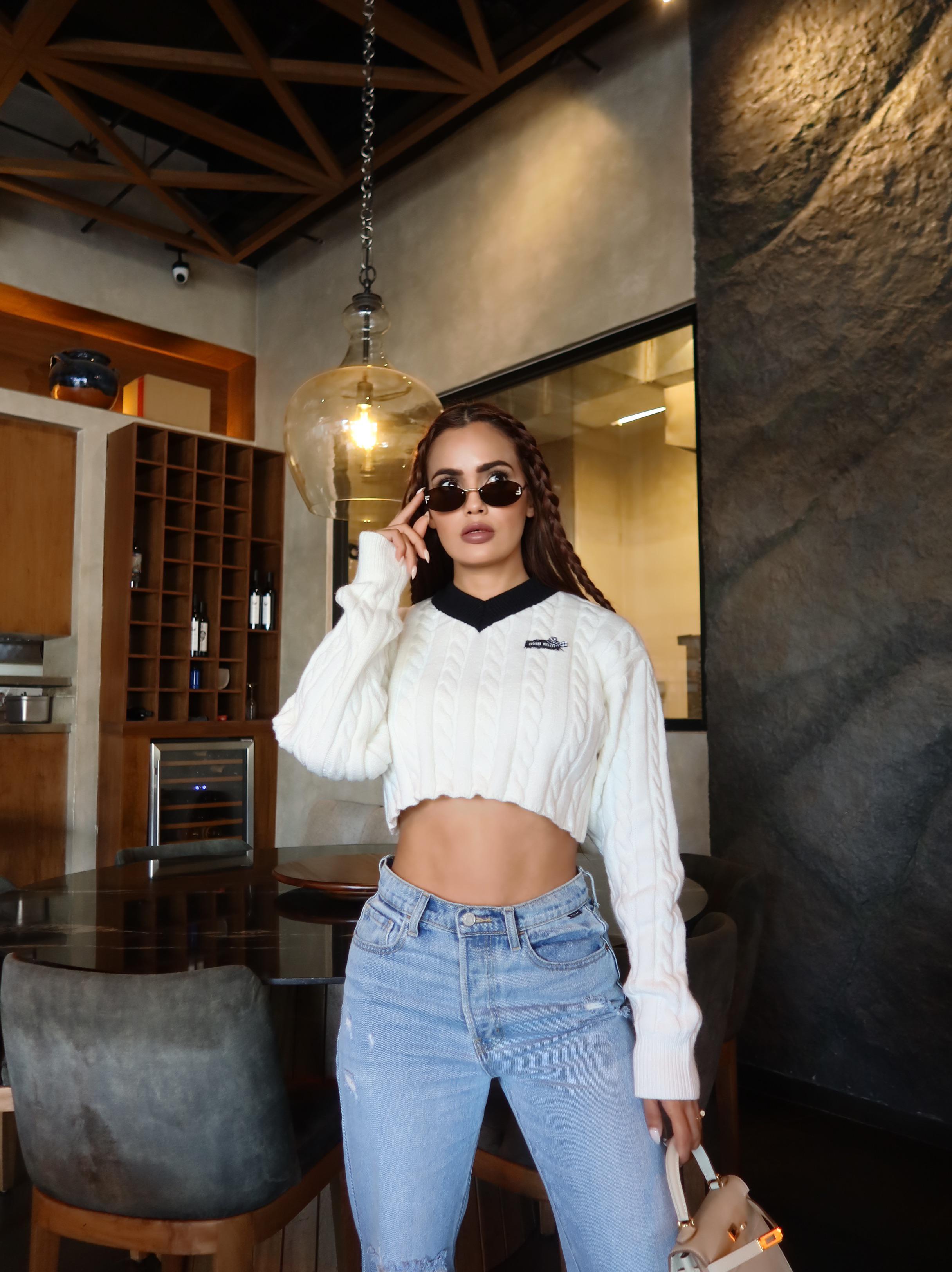 SUÉTER TEJIDO BCO/MOÑO MU MU