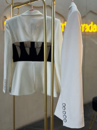 Blazer blanco, negro tela mesh
