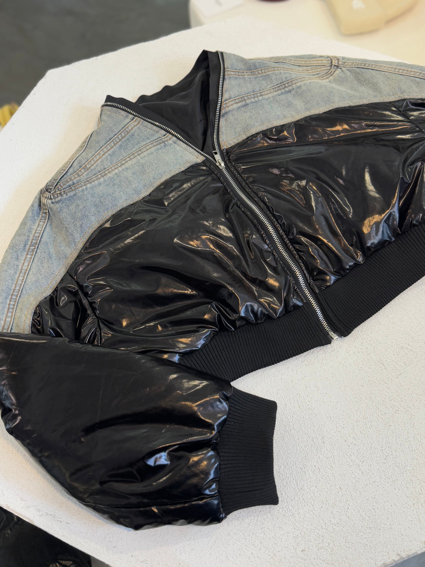 CHAMARRA DE MEZCLILLA PIEL