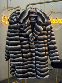 Abrigo peluche negro-blanco