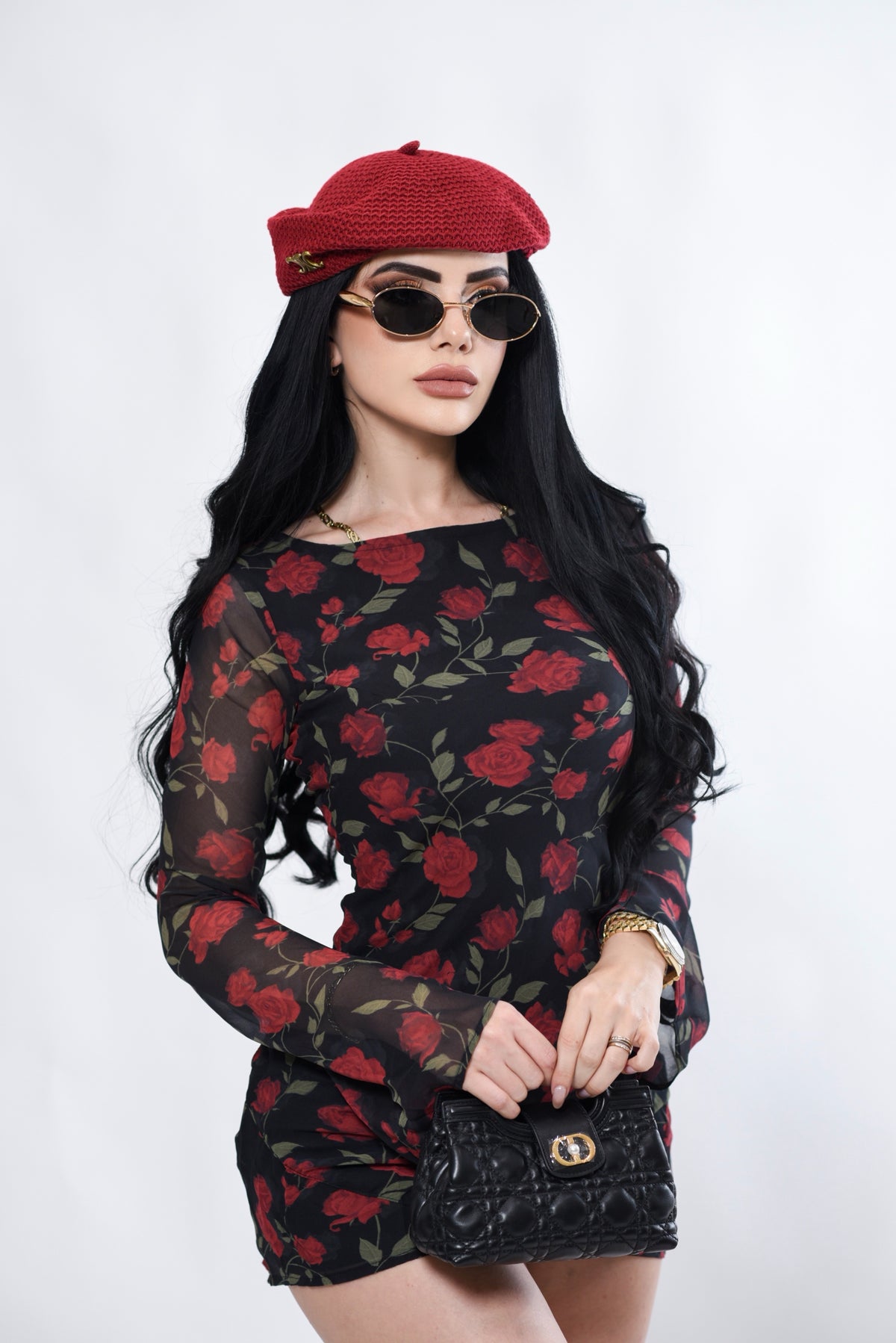 DRESS BLACK FLORAL B5