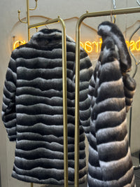 Abrigo peluche negro-blanco