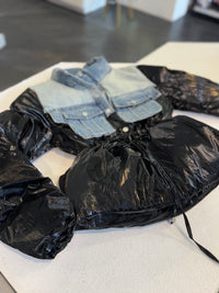 CHAMARRA BRUMOSA  DE MEZCLILLA PIEL