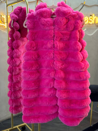 Chaleco peludo rosa