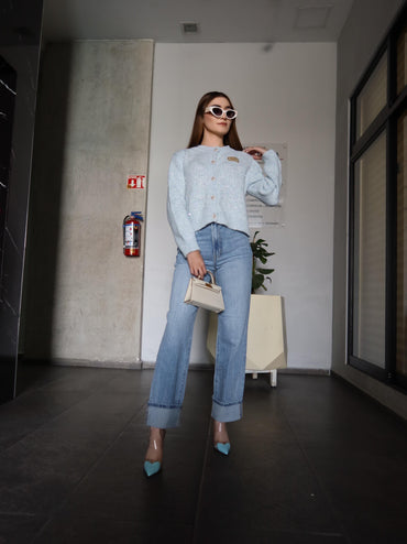 SUÉTER AZUL TEJIDO MU MU A-2