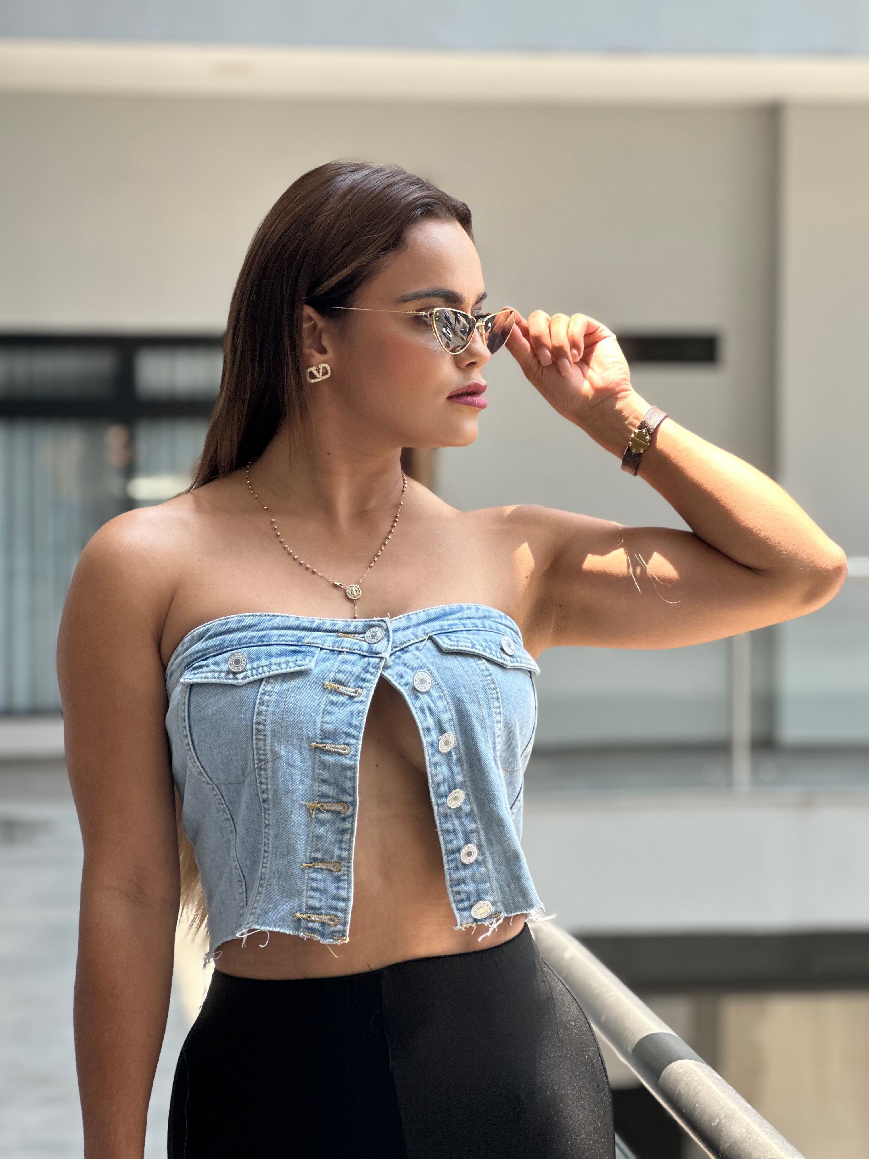 Top de mezclilla
