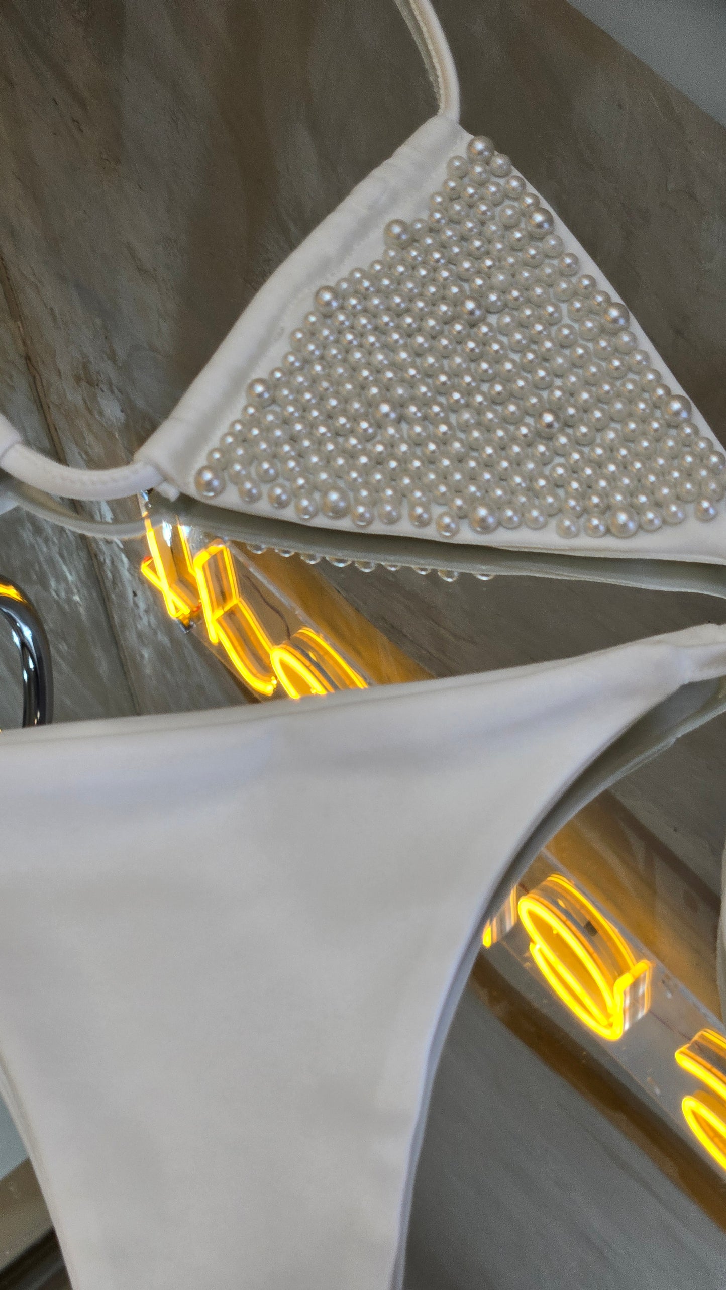 Traje de baño perlas blanco