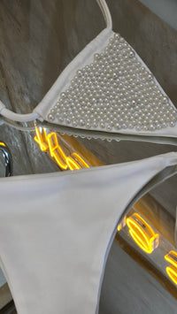 Traje de baño perlas blanco