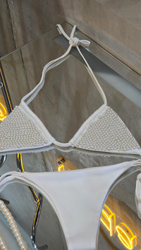 Traje de baño perlas blanco